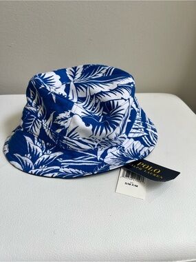 Polo Ralph Lauren Blue & White Tropical Bucket Hat Size S/M